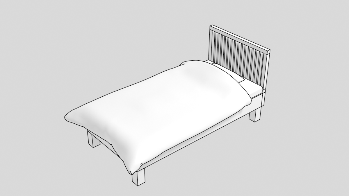 ベッド シンプル 002 Blender 3dモデル 無料素材 ダウンロード 3dで漫画を作ろう