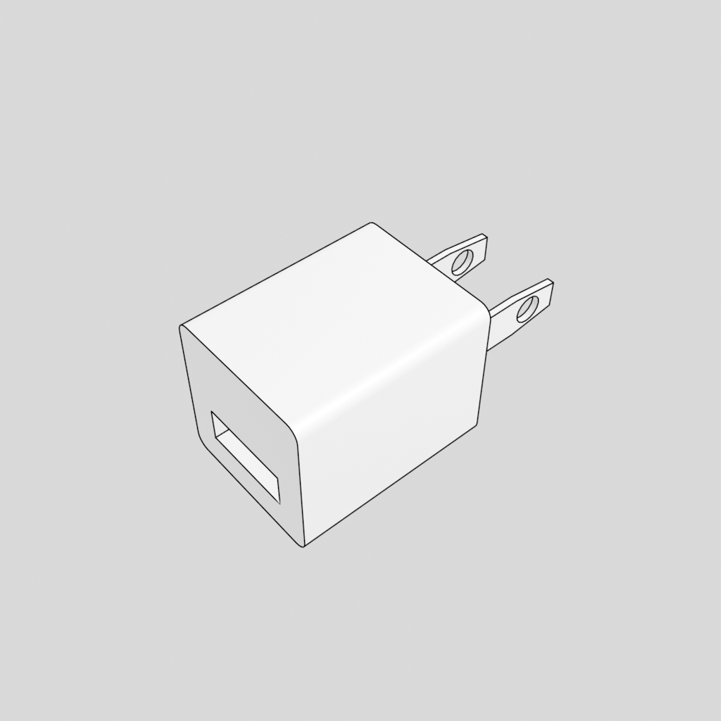 USB電源アダプタの3Dモデル