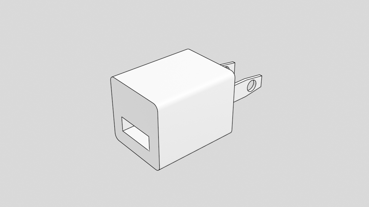 USB電源アダプタの3Dモデル