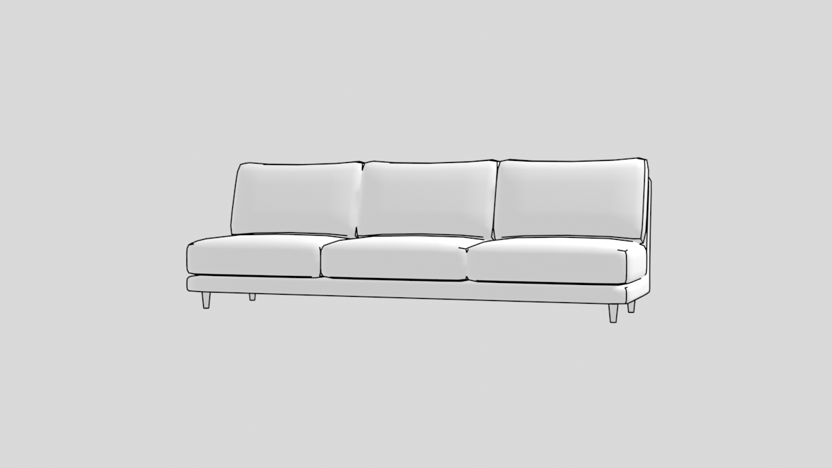 ソファ シンプル3人掛 軽量版 002 Blender 3dモデル 無料素材 ダウンロード 3dで漫画を作ろう