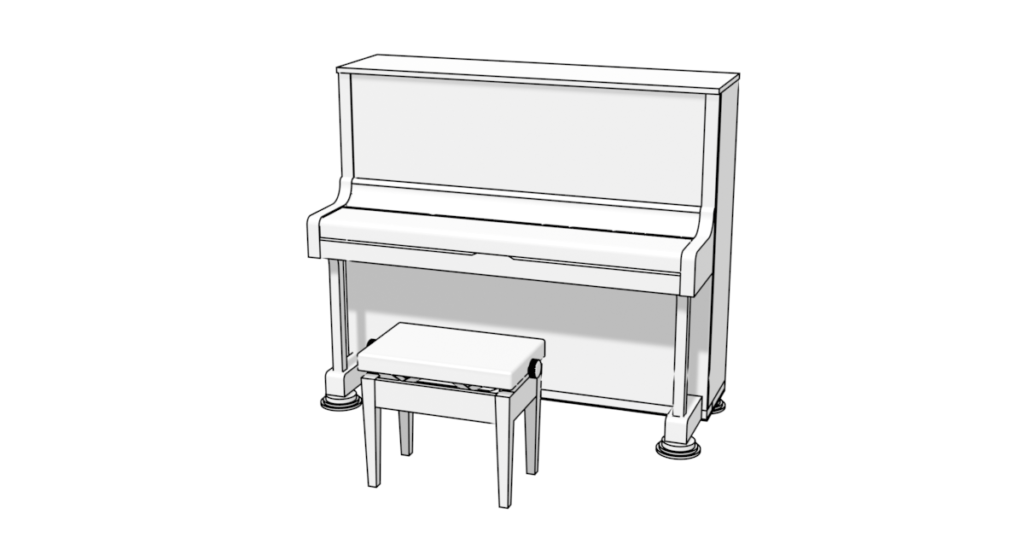 アップライトピアノの3DモデルBlenderフリーの無料素材