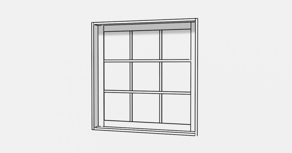 格子付き四角のFIX窓の3DモデルBlenderフリーの無料素材