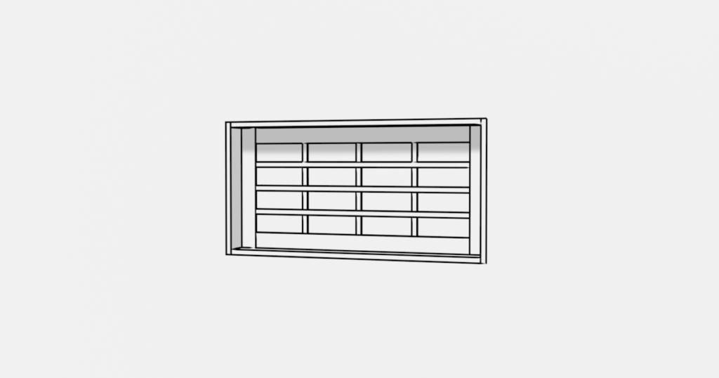 格子付き四角のFIX窓の3DモデルBlenderフリーの無料素材